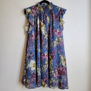 Nordstrom Melloday Smocked Neck Floral Swing Dress NWT Sz MEDIUM